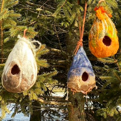 FIBER ARTS: WET FELTED BIRD HOUSES