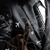 Businessman choosing aviation route
