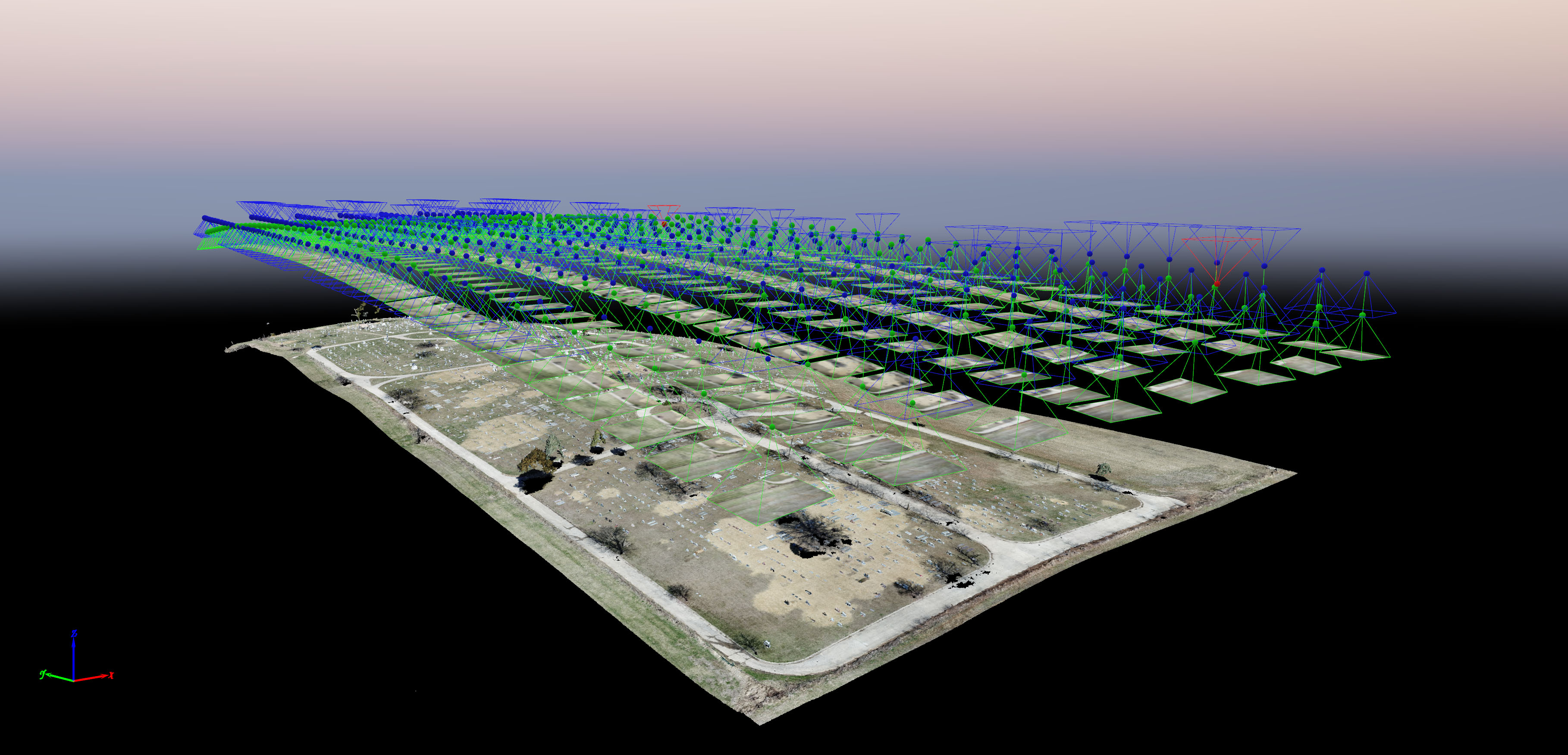 Pix4D software imagery of cemetery