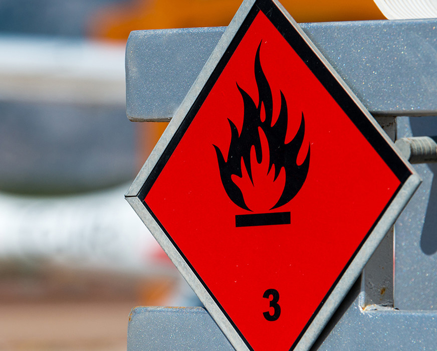 Flammable liquid danger sign