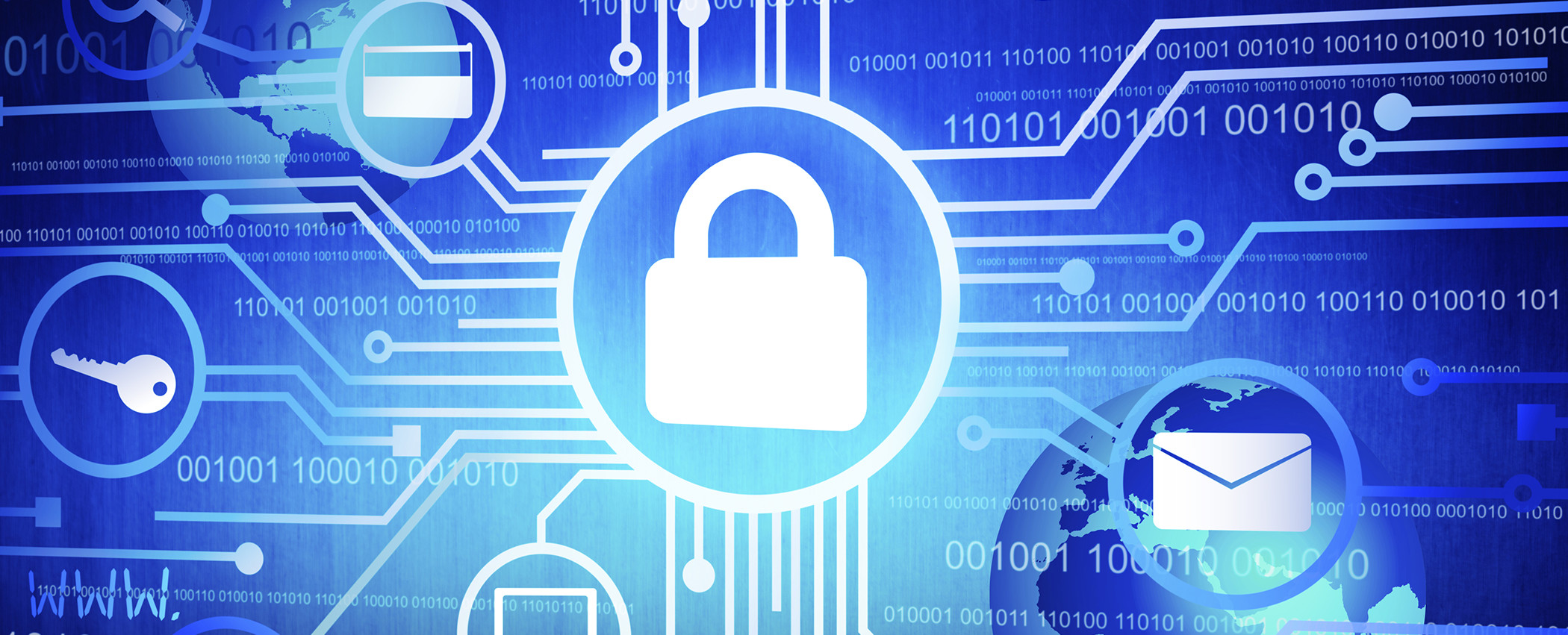 Different types of data protected with padlock