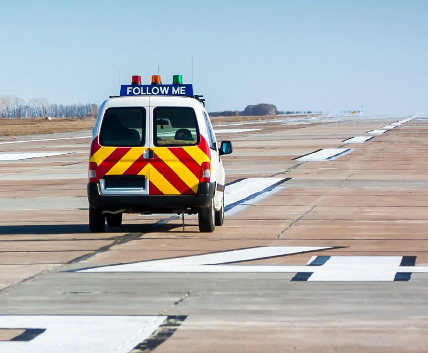 Emergency vehicle on runway