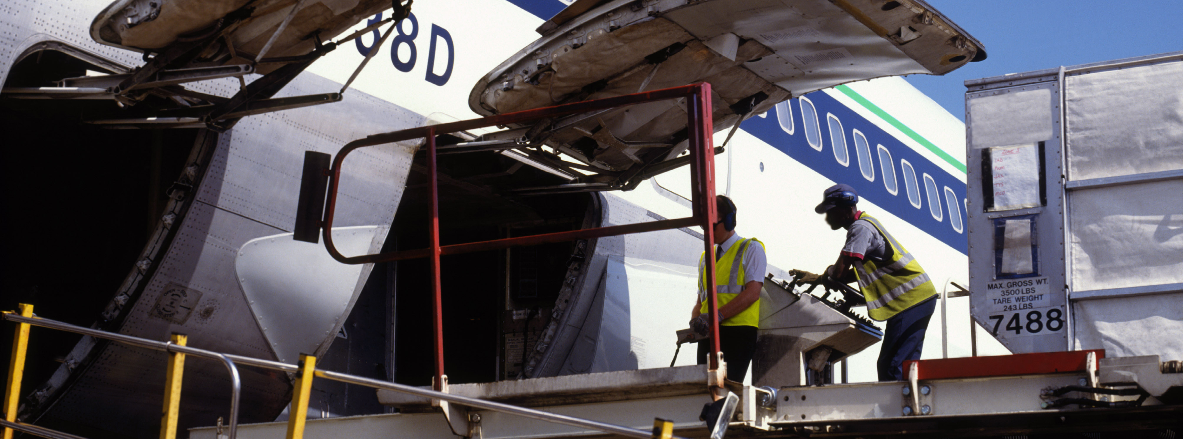 Airplane being loaded with cargo
