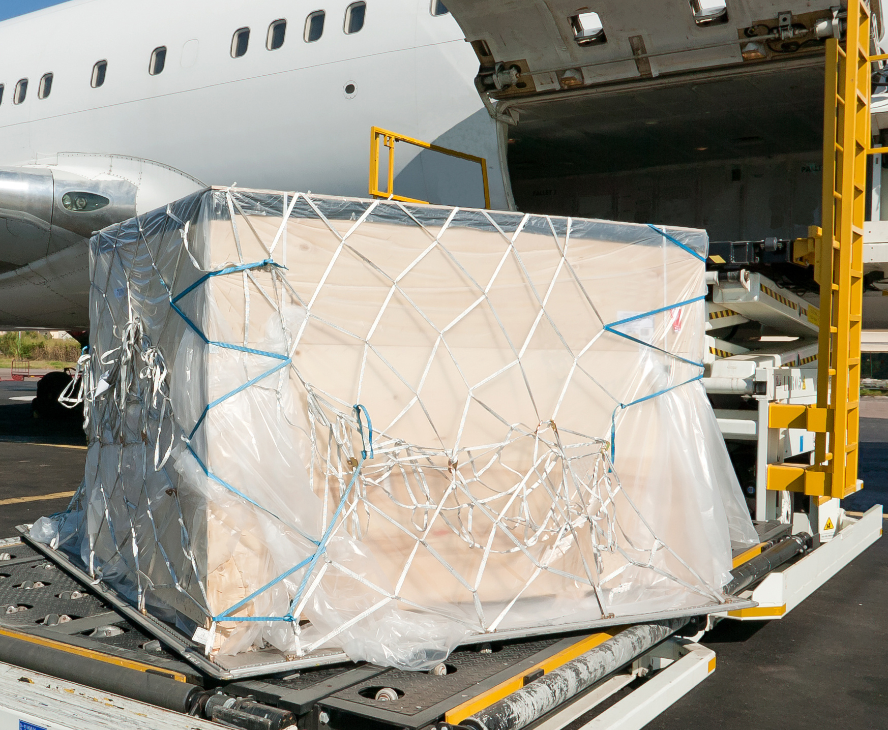 Cargo awaiting load onto a plane