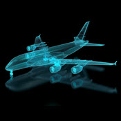 Digital Commercial Aircraft Blue Mesh