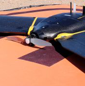 Fixed wing drone on a landing pad