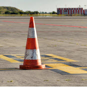 Traffic cone on runway