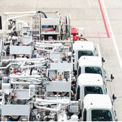 Fleet of airport fuel trucks