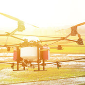 sUAS flying over agricultural field