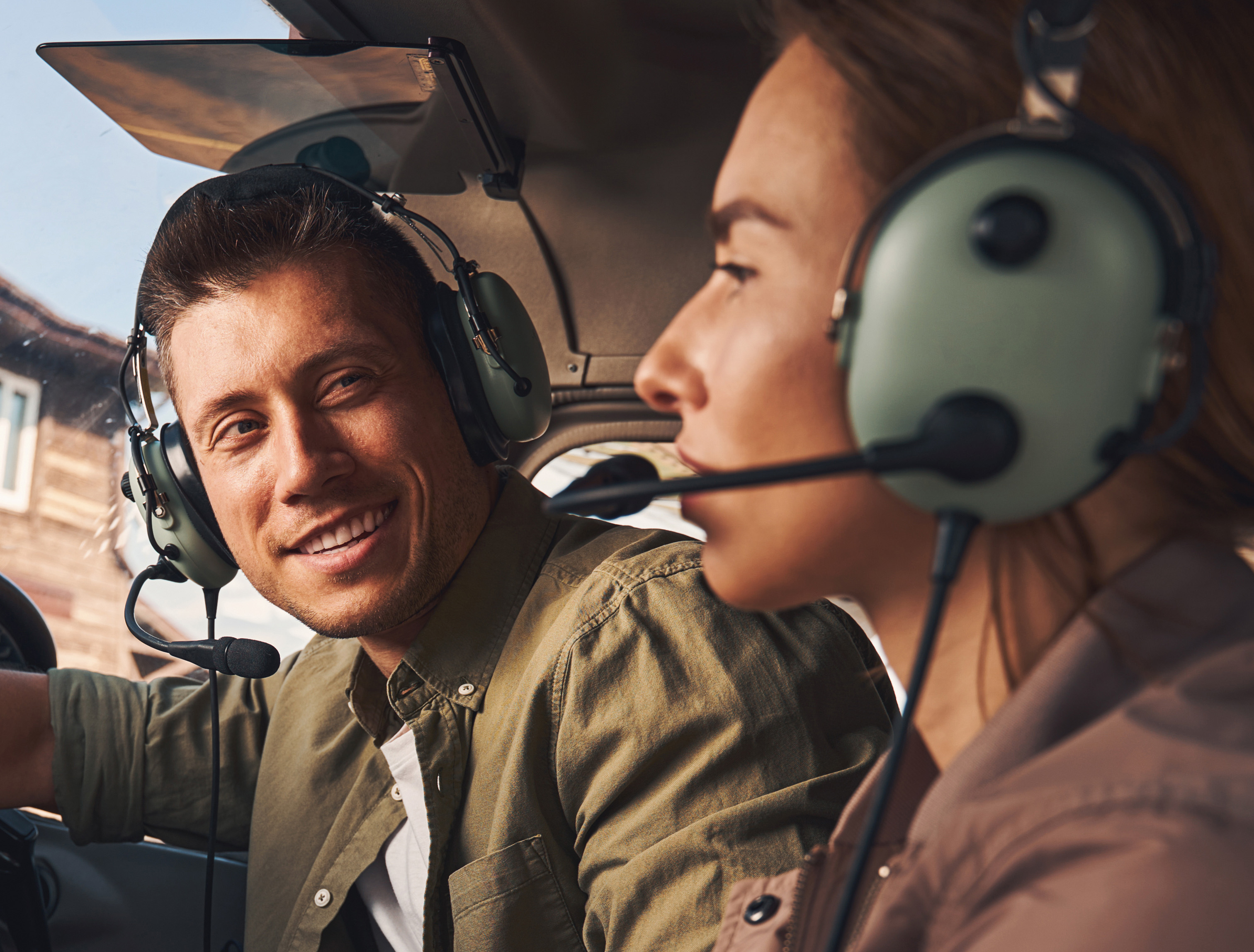 Pilots practicing speaking on the radio