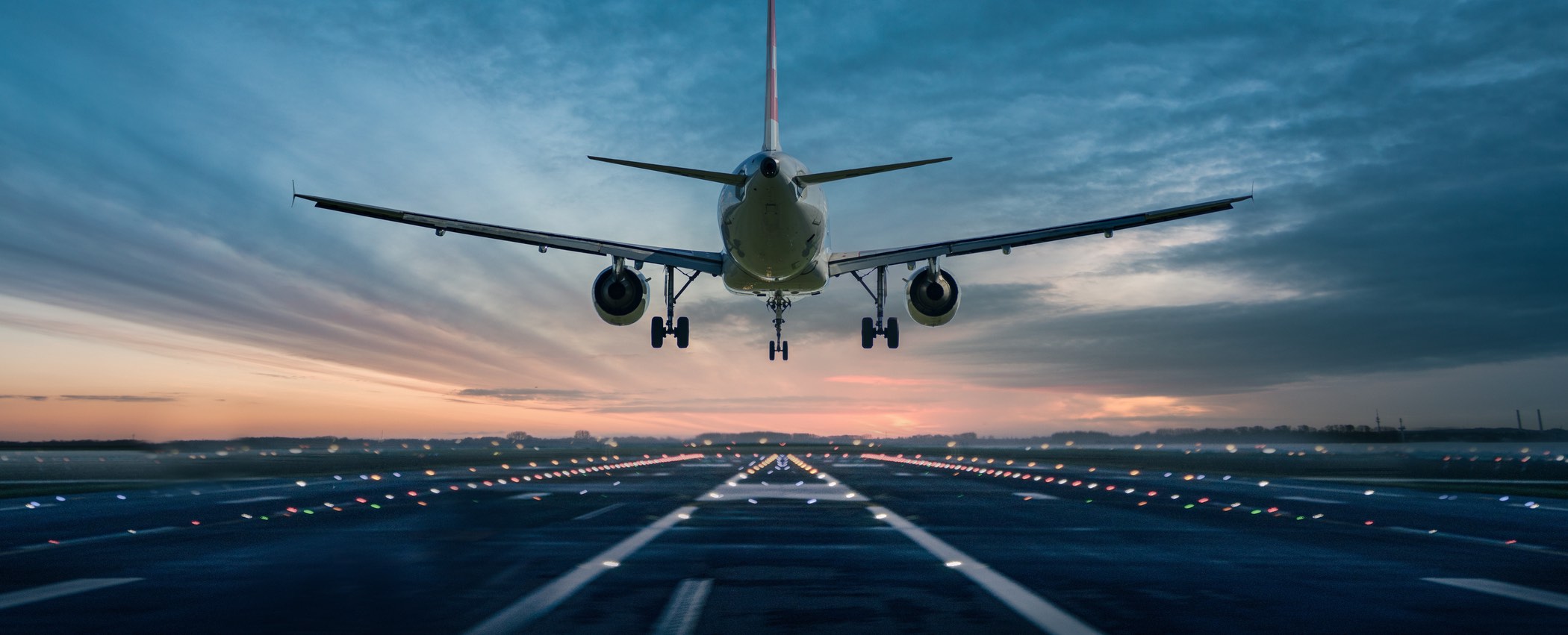 Airplane over the runway