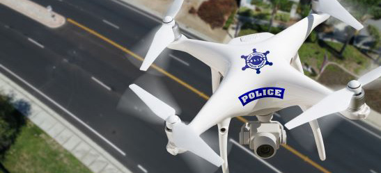 Police drone flying