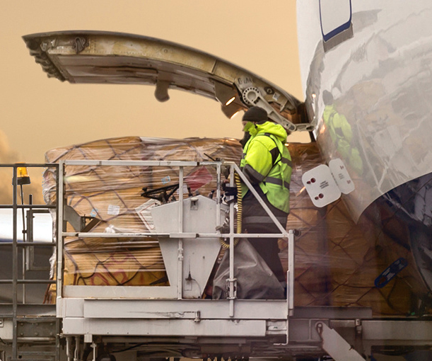 Cargo being loaded onto a plane