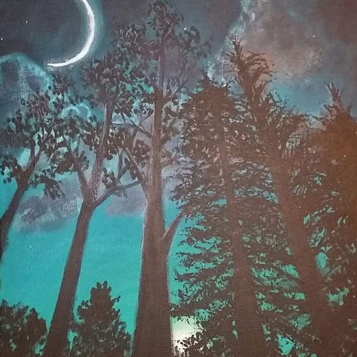 Forest and Night Sky Painting