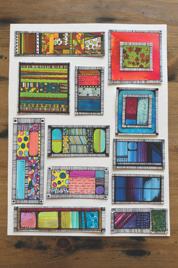 mini watercolor and ink tile designs