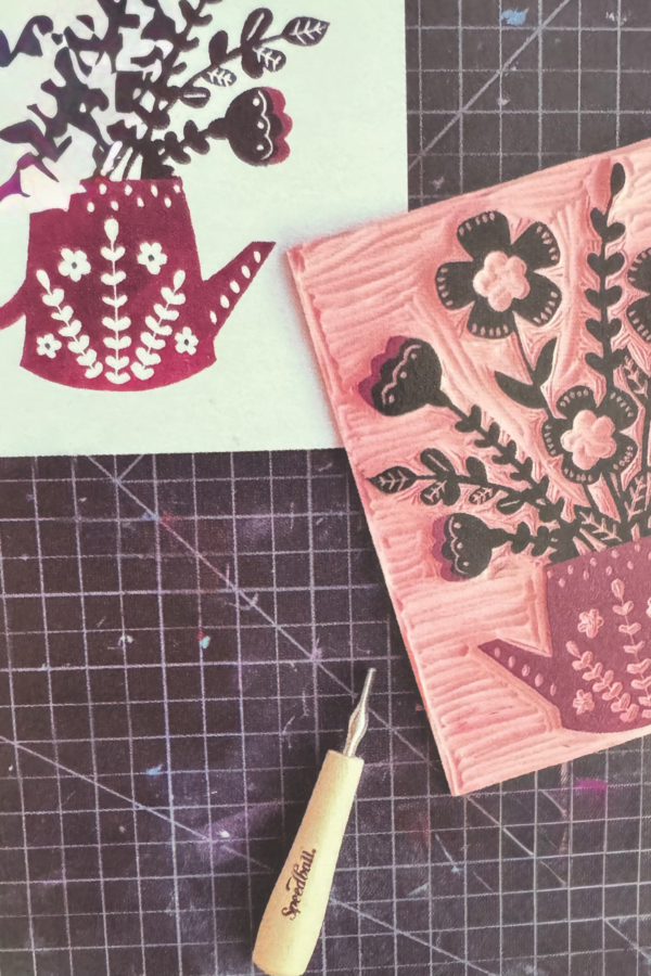 linocut inspired ink printing