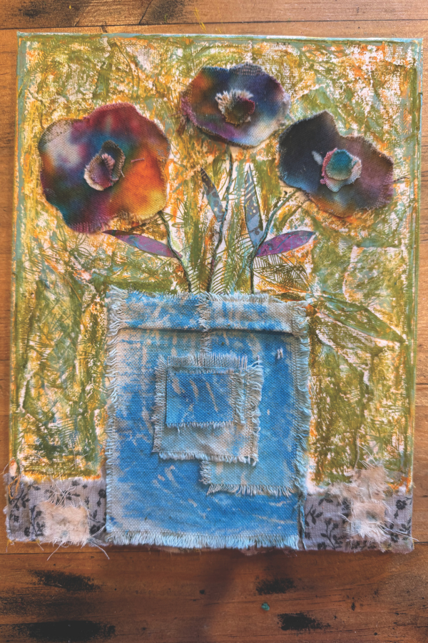 multi-media floral on canvas