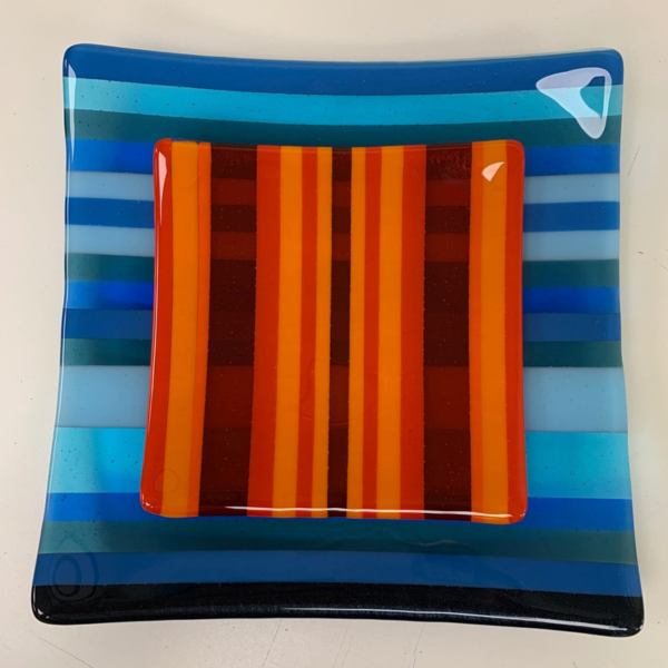 fused glass square nesting dish